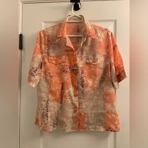Frank Eden Orange and Cream Shirt
